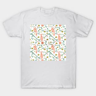 Bird Flower Animal Pattern T-Shirt